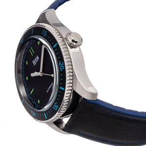 Reign Elijah Automatic Rubber Inlaid Leather-Band Watch W/Date - Black/Blue - REIRN6501