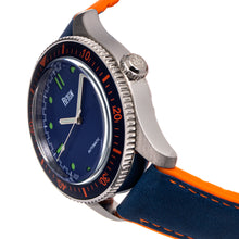 Load image into Gallery viewer, Reign Elijah Automatic Rubber Inlaid Leather-Band Watch W/Date - Blue/Orange  - REIRN6503
