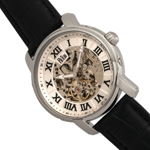 Reign Kahn Automatic Skeleton Leather-Band Watch - Silver - REIRN4303