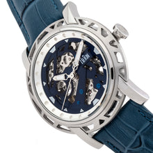 Load image into Gallery viewer, Reign Stavros Automatic Skeleton Leather-Band Watch - Silver/Navy - REIRN3702
