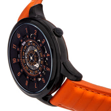 Load image into Gallery viewer, Reign Monterey Skeletonized Leather-Band Watch - Black/Orange - REIRN6405
