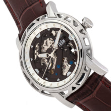 Load image into Gallery viewer, Reign Stavros Automatic Skeleton Leather-Band Watch - Silver/Dark Brown - REIRN3701
