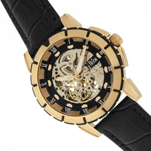 Load image into Gallery viewer, Reign Philippe Automatic Skeleton Leather-Band Watch - Gold/Black - REIRN4605
