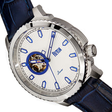 Load image into Gallery viewer, Reign Bauer Automatic Semi-Skeleton Leather-Band Watch - Silver/Blue - REIRN6003
