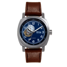 Load image into Gallery viewer, Reign Impaler Semi-Skeleton Leather-Band Watch - Blue/Brown - REIRN6105
