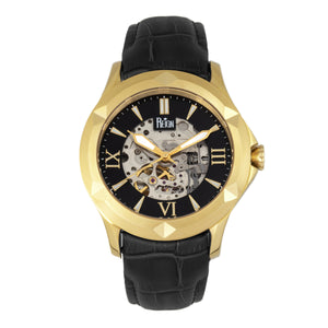 Reign Dantes Automatic Skeleton Dial Leather-Band Watch - Gold/Black - REIRN4705