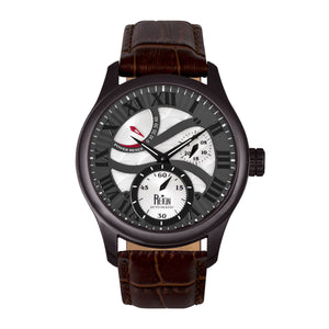 Reign Bhutan Leather-Band Automatic Watch - Black/Brown - REIRN1604