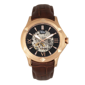 Reign Dantes Automatic Skeleton Dial Leather-Band Watch - Rose Gold/Brown - REIRN4706