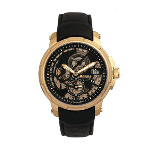 Reign Matheson Automatic Skeleton Dial Leather-Band Watch - Black/Gold - REIRN5304