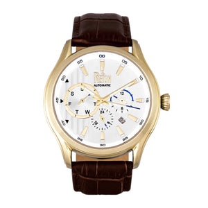 Reign Gustaf Automatic Leather-Band Watch - Brown/Gold - REIRN1502