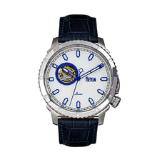 Load image into Gallery viewer, Reign Bauer Automatic Semi-Skeleton Leather-Band Watch - Silver/Blue - REIRN6003
