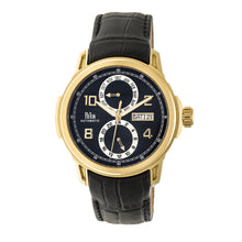 Load image into Gallery viewer, Reign Cascade Automatic Leather-Band Watch w/Day/Date - Gold/Black - REIRN4406
