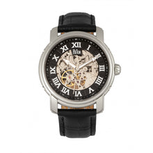 Load image into Gallery viewer, Reign Kahn Automatic Skeleton Leather-Band Watch - Silver/Black - REIRN4304
