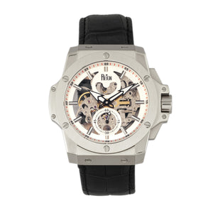 Reign Commodus Automatic Skeleton Leather-Band Watch - Silver - REIRN4001