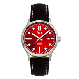 Reign Henry Automatic Canvas-Overlaid Leather-Band Watch w/Date