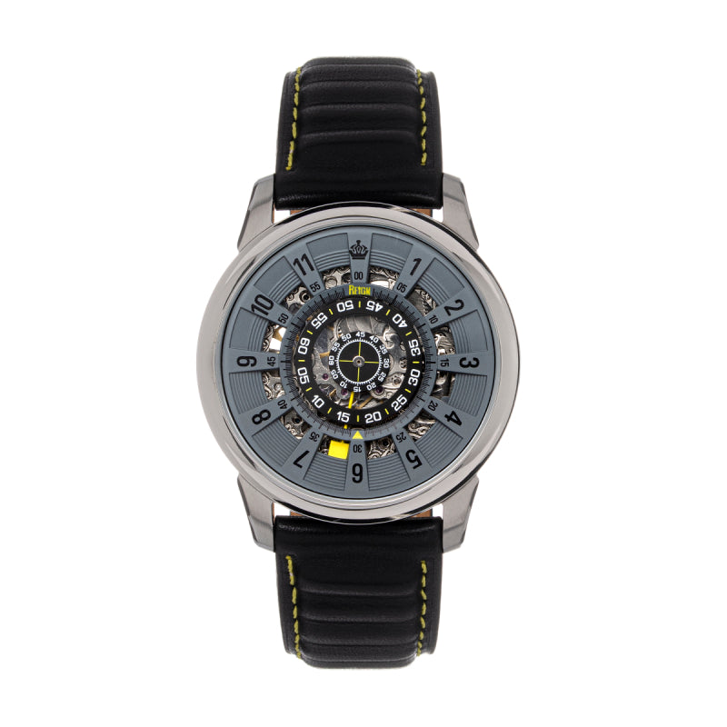 Reign Monterey Skeletonized Leather-Band Watch