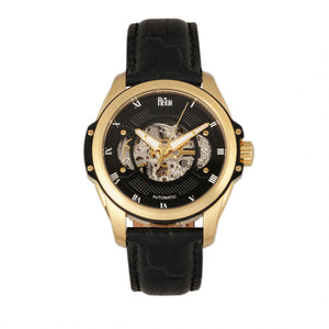 Reign Henley Automatic Semi-Skeleton Leather-Band Watch - Gold/Black - REIRN4505