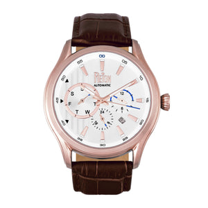 Reign Gustaf Automatic Leather-Band Watch - Brown/Rose Gold - REIRN1504