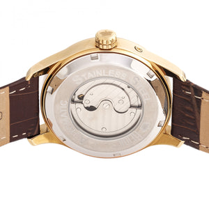 Reign Bhutan Leather-Band Automatic Watch - Gold/Silver - REIRN1605
