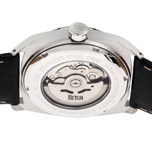 Reign Astro Semi-Skeleton Leather-Band Watch - Silver/Black - REIRN5501