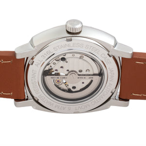 Reign Napoleon Automatic Semi-Skeleton Leather-Band Watch - Silver/Brown - REIRN5803