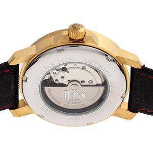 Reign Helios Automatic Leather-Band Watch w/Day/Date - Gold/Black - REIRN5706
