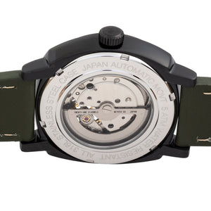 Reign Napoleon Automatic Semi-Skeleton Leather-Band Watch - Black/Green - REIRN5806