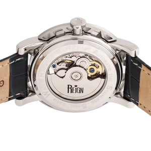 Reign Stavros Automatic Skeleton Leather-Band Watch - Silver/Dark Brown - REIRN3701