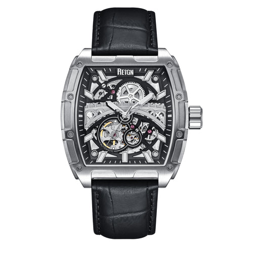 Reign Olympia Automatic Semi-Skeleton Leather-Band Watch - REIRN5602