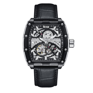 Reign Olympia Automatic Semi-Skeleton Leather-Band Watch - Black - REIRN5604