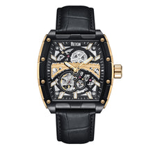 Load image into Gallery viewer, Reign Olympia Automatic Semi-Skeleton Leather-Band Watch - Black/Gold - REIRN5605
