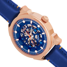 Load image into Gallery viewer, Reign Weston Automatic Skeletonized Leather-Band Watch- Blue/Rose Gold - REIRN6803
