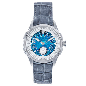 Reign Solstice Automatic Skeletonized Leather-Band Watch - Grey / Blue - REIRN6901