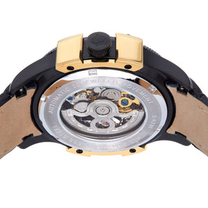 Reign Solstice Automatic Skeletonized Leather-Band Watch - Black / Gold - REIRN6902