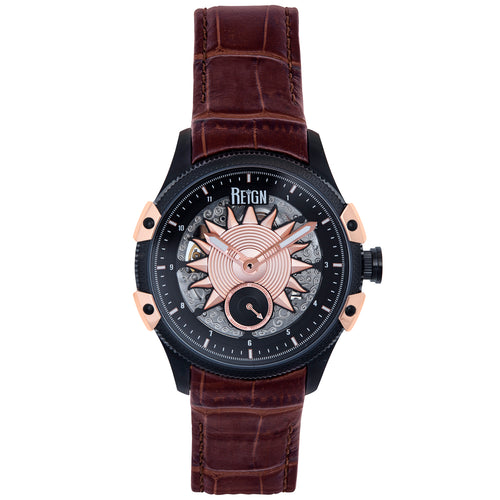 Reign Solstice Automatic Skeletonized Leather-Band Watch - REIRN6903
