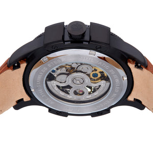 Reign Solstice Automatic Skeletonized Leather-Band Watch - Brown / Gold - REIRN6904